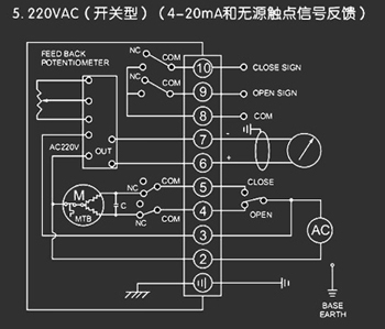 220VAC開關型<a href='http://www.www.072bb.com/Product/diefa/diandongdiefa/' target='_blank'>電動<a href='http://www.www.072bb.com/Product/diefa/' target='_blank'>蝶閥</a></a>接線圖
